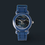 Navy Blue Gold Marble Custom Name Watch Gift<br><div class="desc">Watches with Monogram Name Agate Navy Blue Gold Gemstone Marble Geode Glitter Sparkle Personalised Birthday - Anniversary or Wedding Watch Gift / Suppliest - Add Your Letter / Name - Text or Remove - Make Your Special Gift - Resize and move or remove and add text / elements with customisation...</div>
