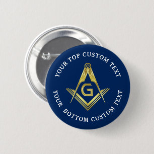 Navy Blue Gold Masonic Buttons   Freemason Pins