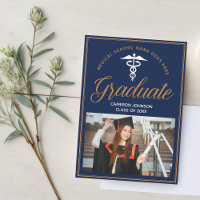 Navy Blue Gold Medical School Photo Graduation