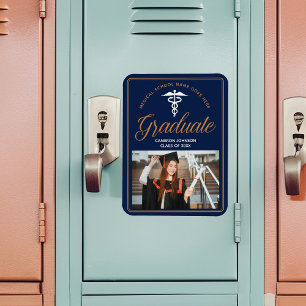 Navy Blue Gold Medical School Photo Graduation Magnet