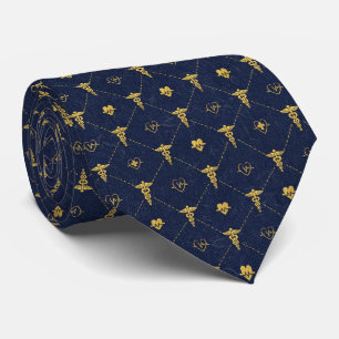 Navy Blue & Gold Medical Tie
