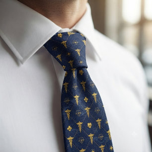 Navy Blue & Gold Medical Tie