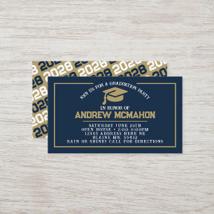 Navy Blue & Gold Mini Graduation Invites