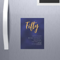 Navy blue gold modern 50th birthday luxury