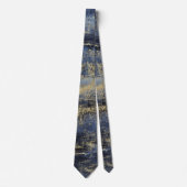 Navy Blue & Gold Modern Art Painting Wedding Tie (Front)