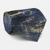 Navy Blue & Gold Modern Art Painting Wedding Tie (Rolled)