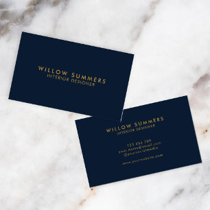 Navy Blue Gold Modern Minimal Professional Business Card