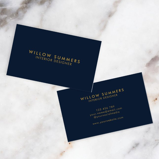 Navy Blue Gold Modern Minimal Professional Business Card (Creator Uploaded)