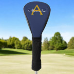 Navy Blue Gold Modern Script Girly Monogram Name Golf Head Cover<br><div class="desc">Navy Blue and Gold Simple Script Monogram Name Golf Driver Cover. This makes the perfect sweet 16 birthday,  wedding,  bridal shower,  anniversary,  baby shower or bachelorette party gift for someone that loves glam luxury and chic styles.</div>