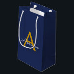 Navy Blue Gold Modern Script Girly Monogram Name Small Gift Bag<br><div class="desc">Navy Blue and Gold Simple Script Monogram Name Gift Bag. This makes the perfect sweet 16 birthday,  wedding,  bridal shower,  anniversary,  baby shower or bachelorette party gift bag for someone that loves glam luxury and chic styles.</div>