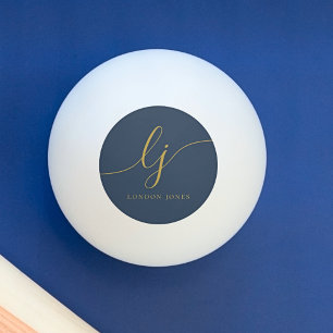Navy Blue Gold Monogram and Name Personalised Ping Pong Ball