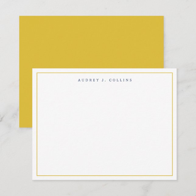 Navy Blue Gold Monogram Monogrammed Elegant Style Card (Front/Back)