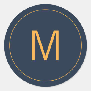 Navy Blue & Gold Monogram Seal