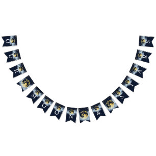 Navy Blue & Gold Moon and Stars Baby Shower Bunting