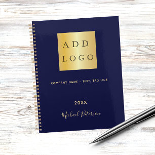 Navy blue gold name script business logo 2027 planner