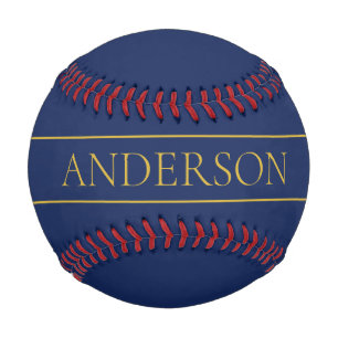 Navy Blue & Gold Name Surname or Business Baseball