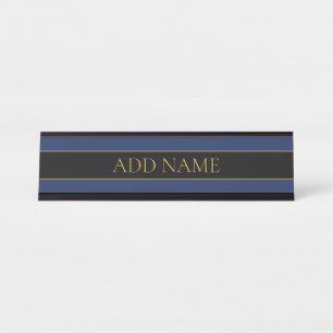 Navy Blue & Gold Name Surname or Business Desk Name Plate