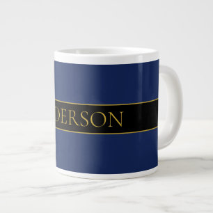 Navy Blue & Gold Name Surname or Business Large Coffee Mug