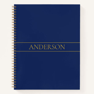 Navy Blue & Gold Name Surname or Business Notebook
