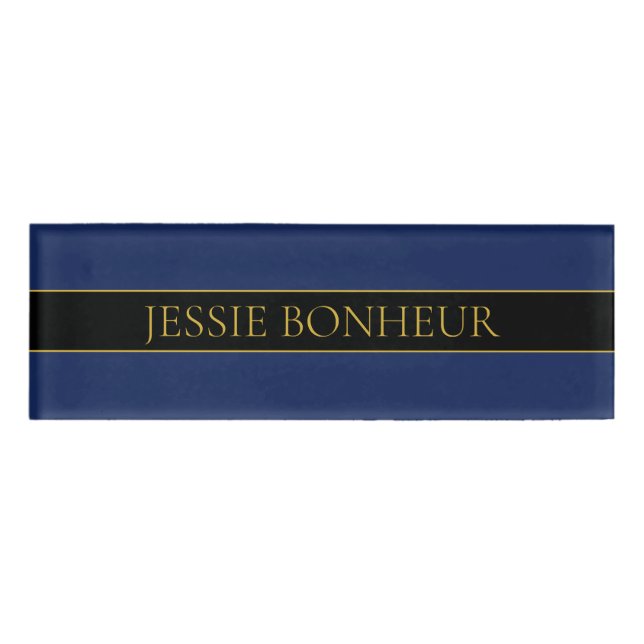 Navy Blue & Gold Name Surname or Business  Tag (Front)