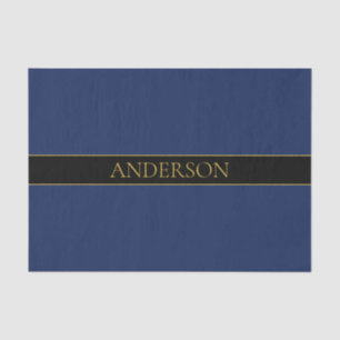Navy Blue & Gold Name Surname or Business  Tissue Paper