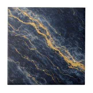 Navy Blue & Gold Natural Marble – Luxury Ceramic Tile