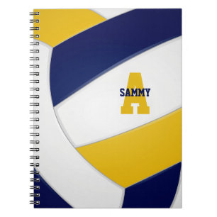 navy blue gold personalised girls boys volleyball  notebook