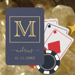 Navy Blue Gold Personalised Monogram and name Playing Cards<br><div class="desc">Navy Blue Gold Personalised Monogram and Name Playing Cards.</div>