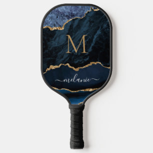 Navy Blue Gold Personalised Pickleball Paddle Gift