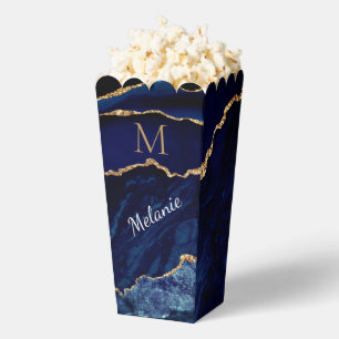 Navy Blue Gold Personalised Popcorn Box