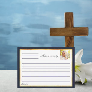 Navy blue gold photo memorial share a memory card