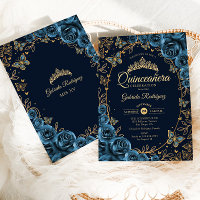 Navy Blue Gold Quinceanera