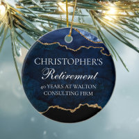 Navy Blue Gold Retirement Personalised Christmas