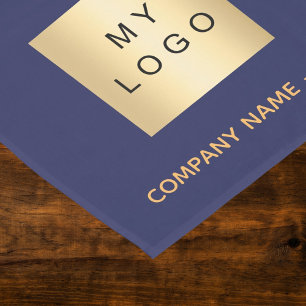 Navy blue gold salon business logo short table runner