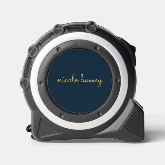 Navy Blue Gold Script  | Stylish Monogram Modern 1 (Front)