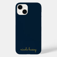 Navy Blue Gold Script | Stylish Monogram Modern