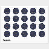 Navy Blue Gold Signature Wedding Favour Thank You Classic Round Sticker (Sheet)