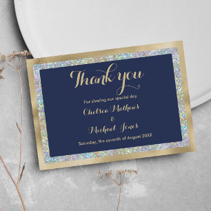 Navy blue gold silver holographic Thank You