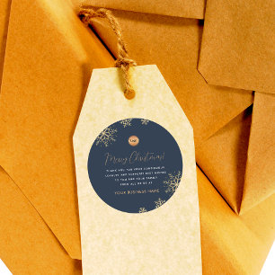 Navy Blue Gold Snowflake Logo Christmas Sticker