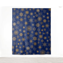 Navy Blue & Gold Sowflake Selfie Photo Backdrop
