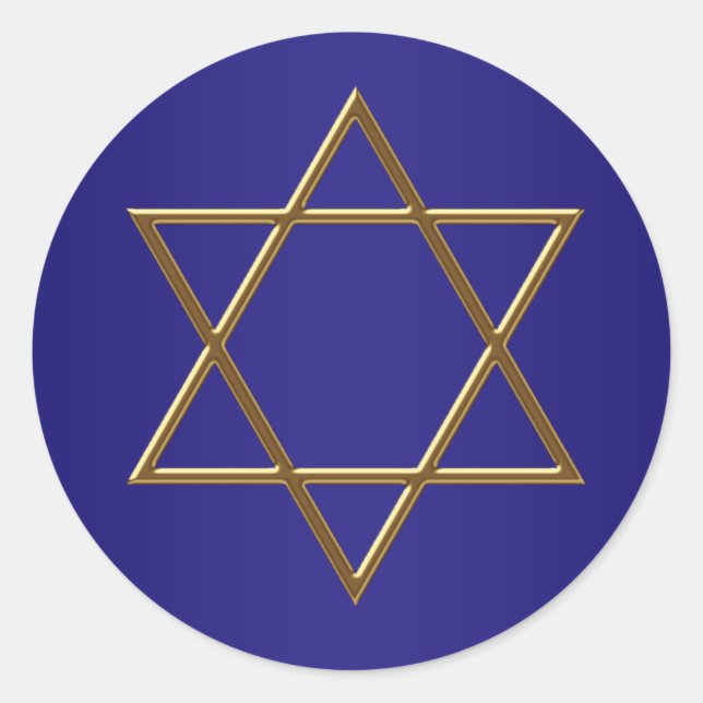Navy Blue Gold Star of David Stickers (Front)