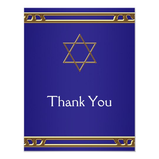 Navy Blue Gold Star of David Thank You Cards