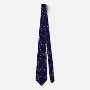 Navy Blue Gold Star Pattern Work, Graduation, Gift Tie