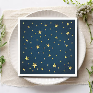Navy Blue Gold Stars Personalised Napkin