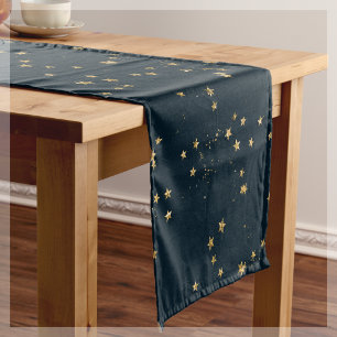 Navy Blue & Gold Stars    Short Table Runner
