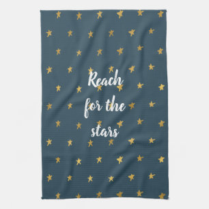 Navy Blue Gold Stars  Tea Towel