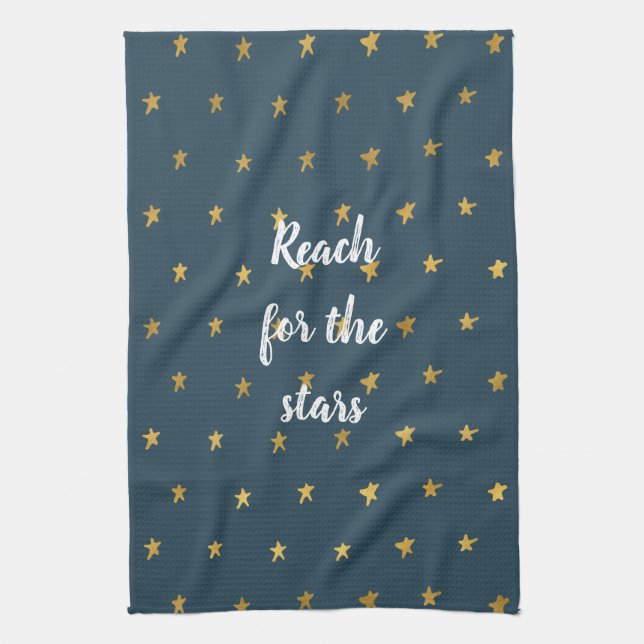 Navy Blue Gold Stars  Tea Towel (Vertical)