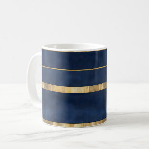 Navy Blue Gold Stripe Coffee Mug