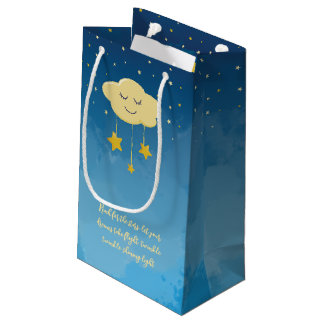 Navy Blue Gold Twinkle Little Star Small Gift Bag