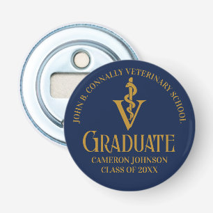 Navy Blue Gold Veterinary School Graduation Party Bottle Opener